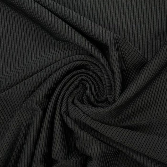 Licra acanalada destellante negra